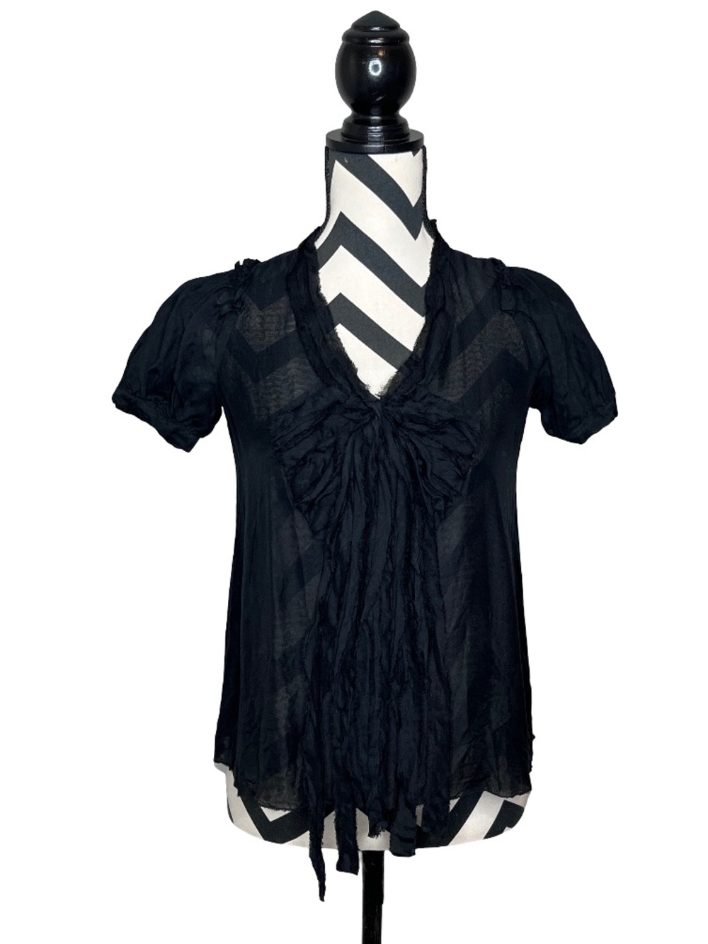 Robert Rodriguez Whimsigoth Witchy 100% Silk Sheer Short-Sleeve Blouse Sz 0